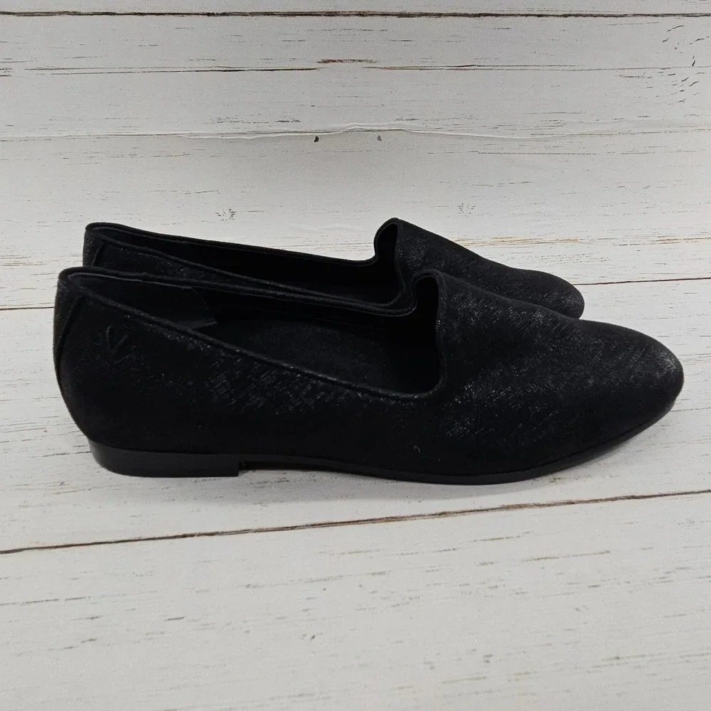 Vionic Willa II Womens Size 9.5 Black Sparkle Leather Comfort Loafers Flat Shoes